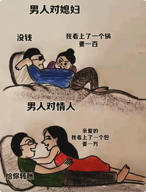 男人对媳妇和情人之间的区别